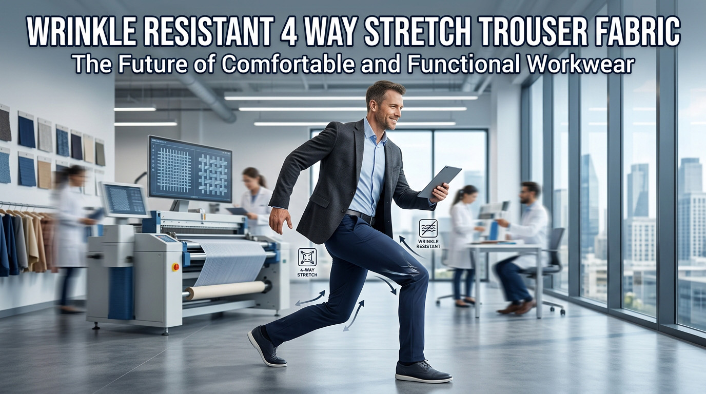 Tessuto per pantaloni elasticizzato in 4 direzioni resistente alle pieghe: il futuro dell'abbigliamento da lavoro comodo e funzionale